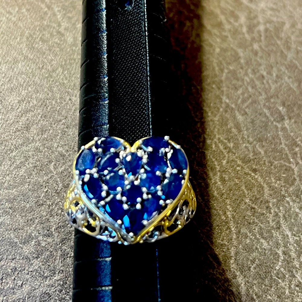 Sterling Silver Stamped Vintage Sapphire Size 9 Ring